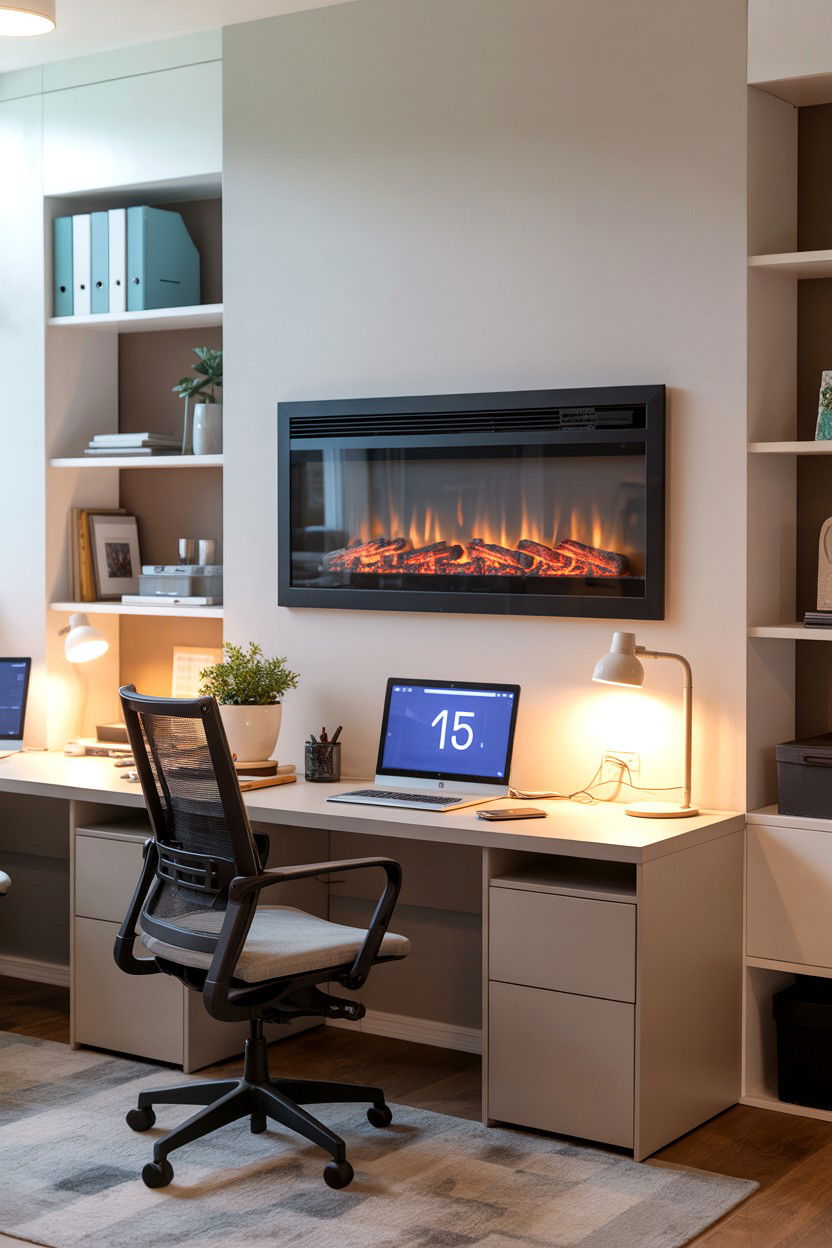Electric Fireplace in Home Office for Productivity - 30 best electric fireplace ideas