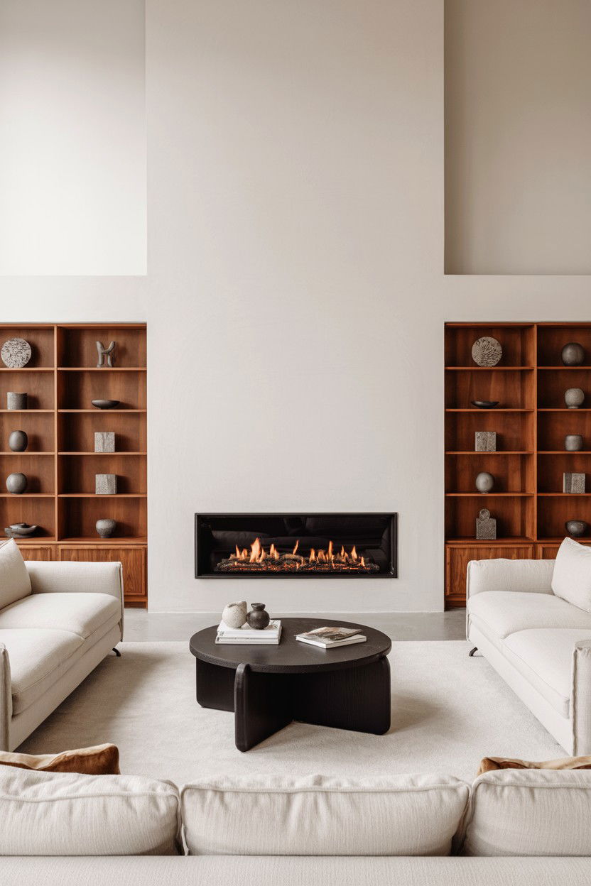 Elevated Fireplace With Low Profile Furniture - 30 living room layout with fireplace ideas