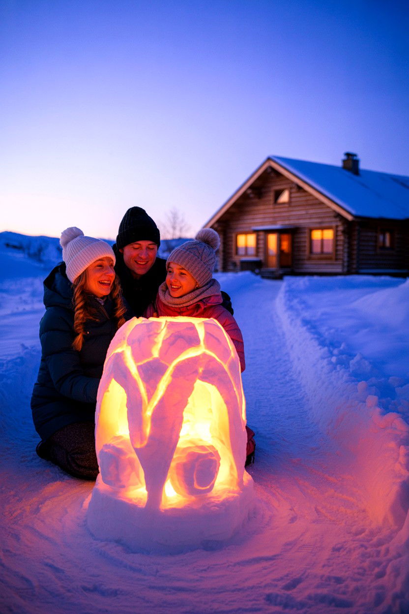 Farewell Ritual Snow Lantern - 20-winter-cozy-cabin-trip-ideas