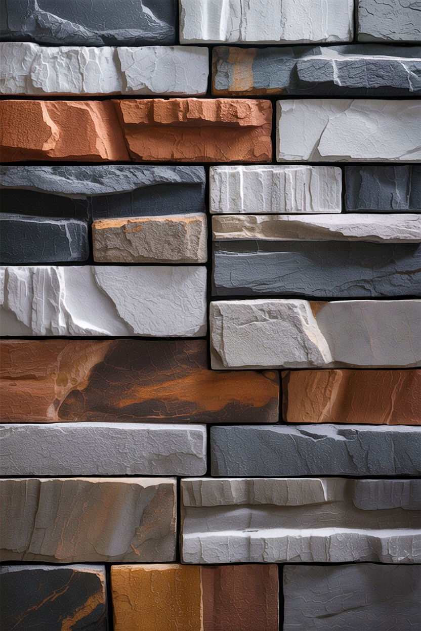 Fieldstone with Irregular Mosaic Layout - 30 stone fireplace ideas