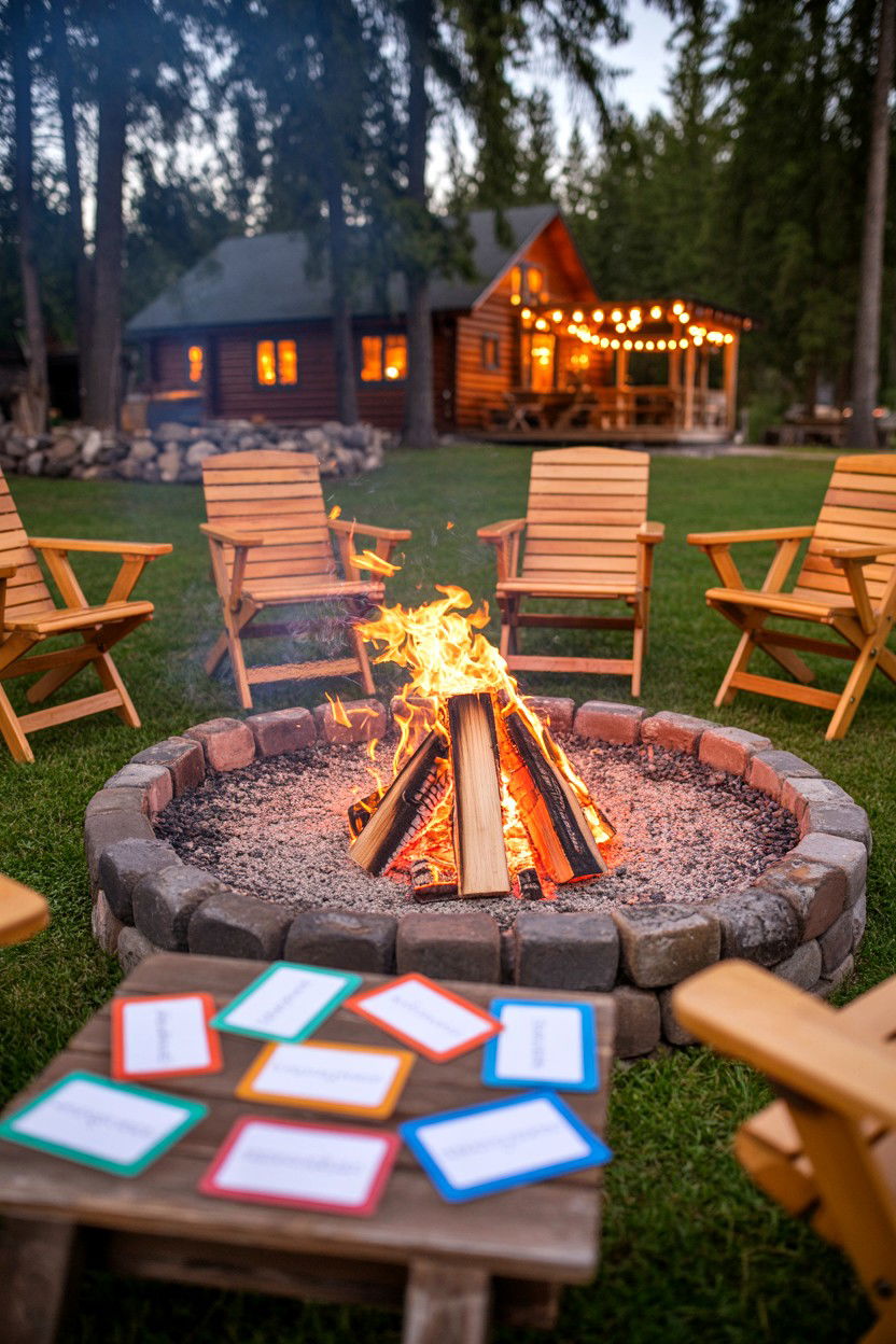 Fire Circle and Story Prompts - 20-long-weekend-cozy-cabin-trip-ideas-4-days