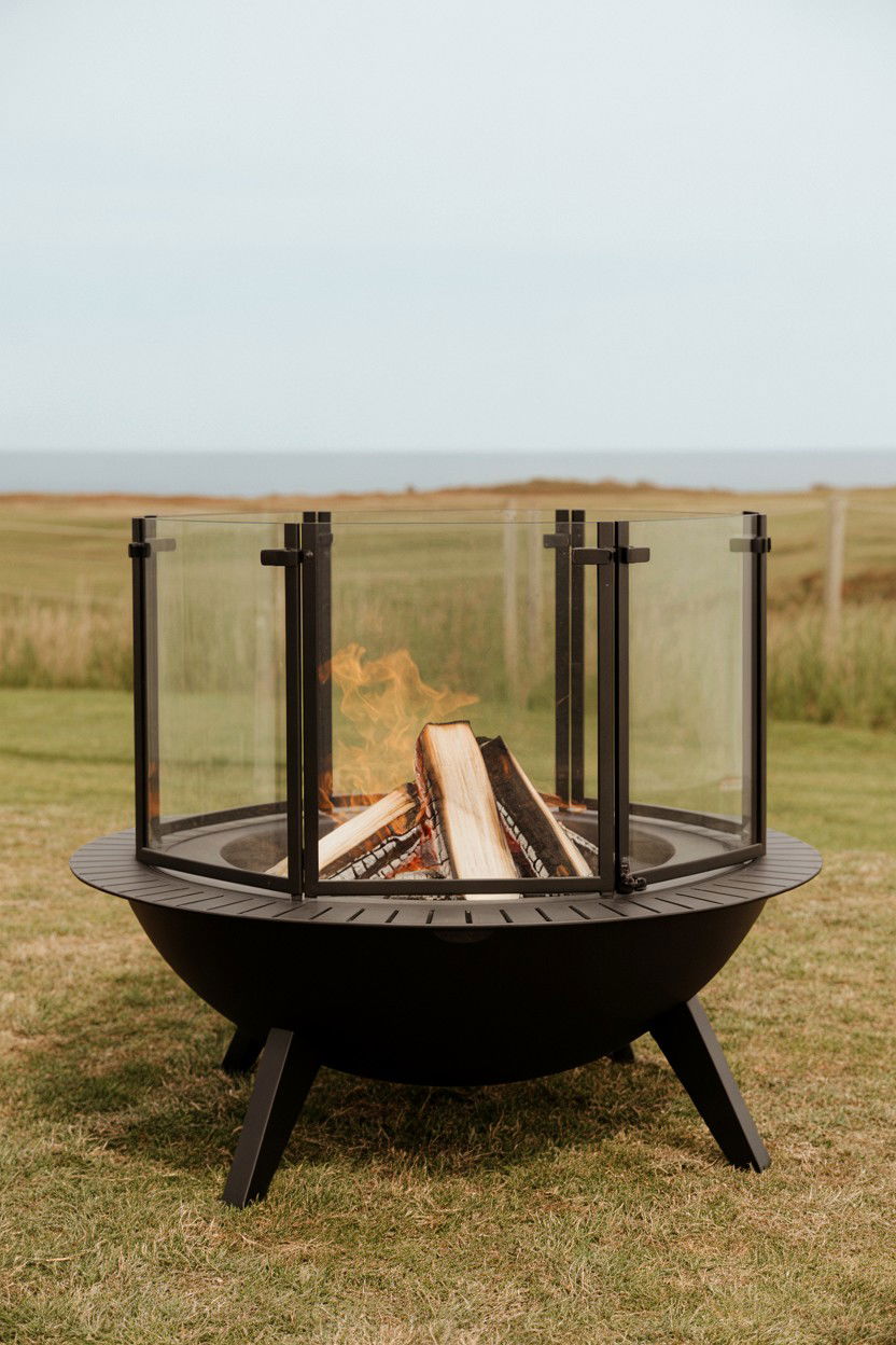Fire Pit with Integrated Wind Guards - 30 fire pit ideas