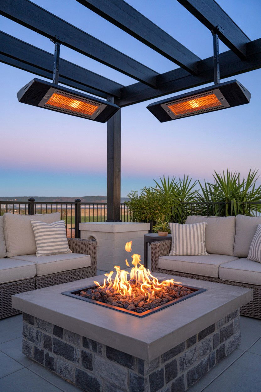 Fire Pit with Overhead Heating Elements - 30 fire pit ideas