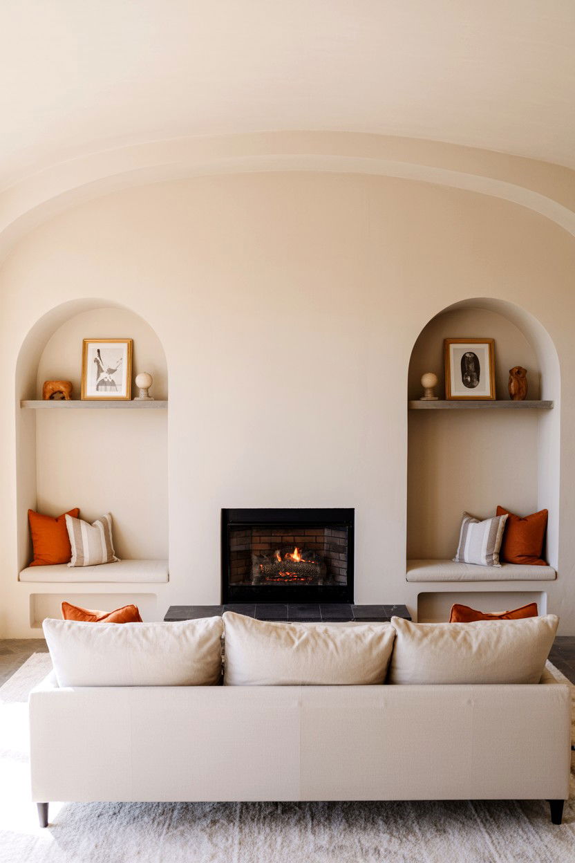 Fireplace Alcove With Recessed Seating - 30 living room layout with fireplace ideas