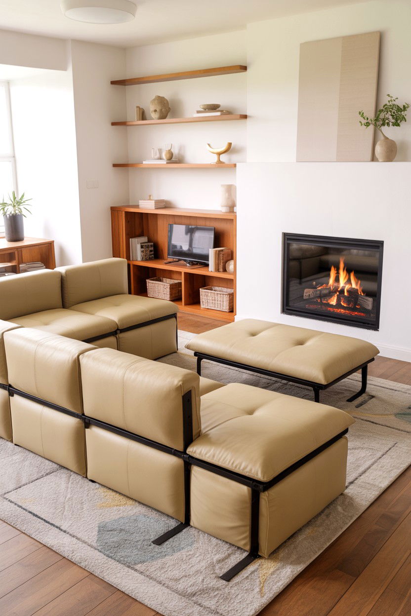 Fireplace With Modular Furniture For Adaptable Layouts - 30 living room layout with fireplace ideas