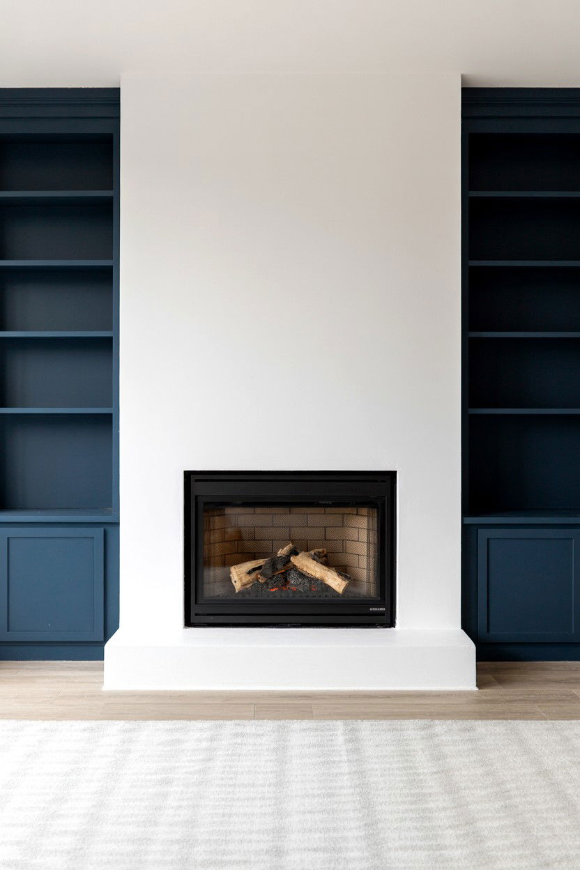 Fireplace with Asymmetrical Offset Design Creating Interest - 30 cozy fireplace ideas