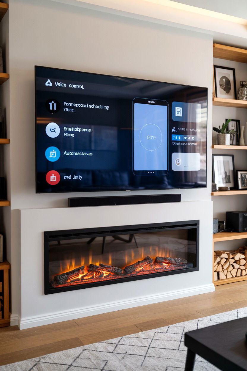 Fireplace with Smart Home Integration and Voice Control - 30 best electric fireplace ideas