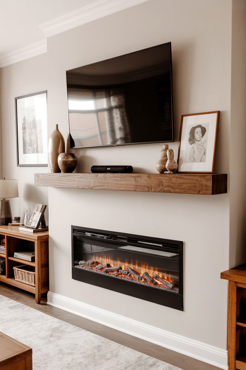 Floating Shelf Installation With Electric Insert - 30 electric fireplace ideas with tv