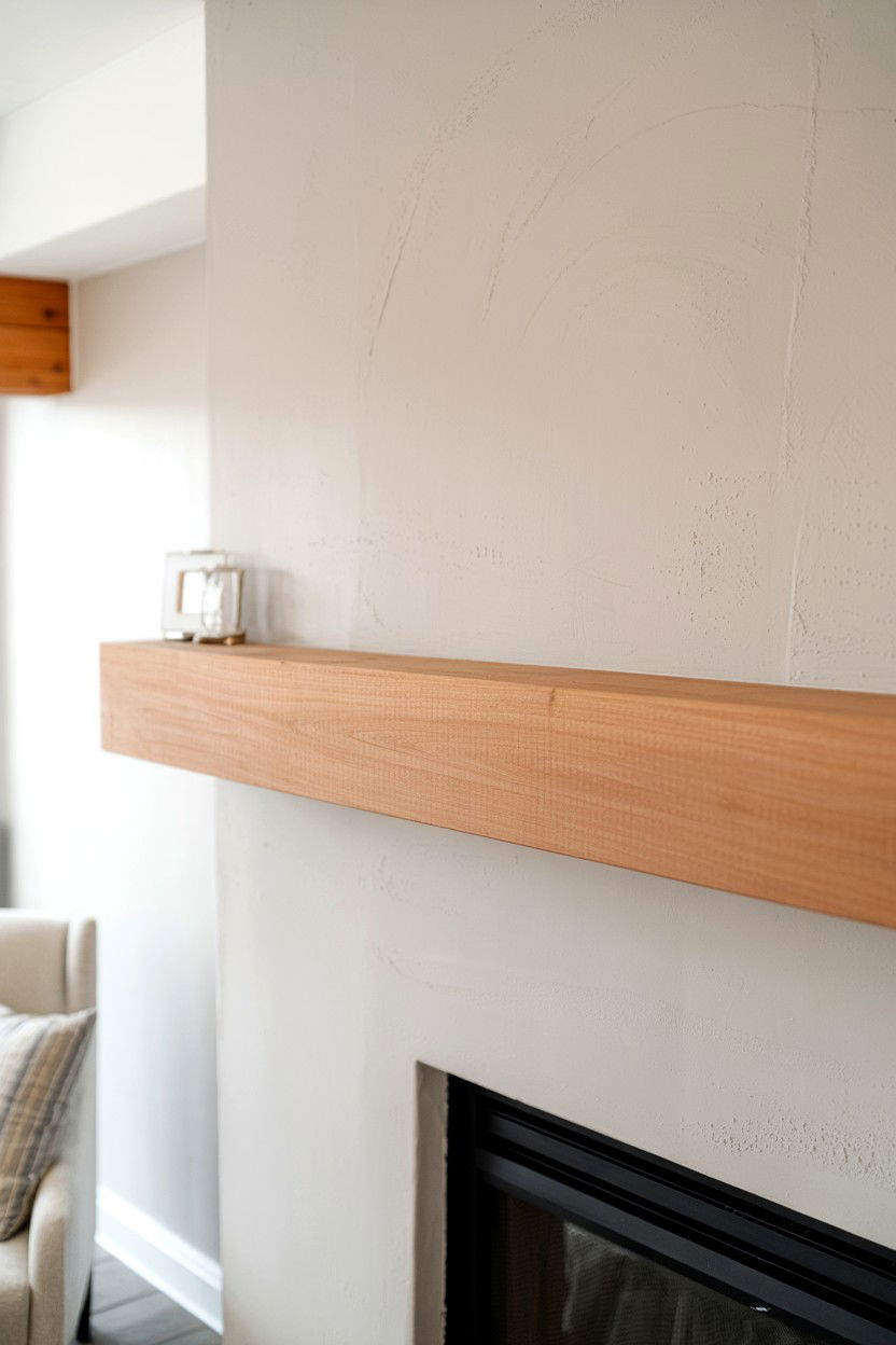 Floating Wood Mantel with Minimal Surround - 30 fireplace wall ideas