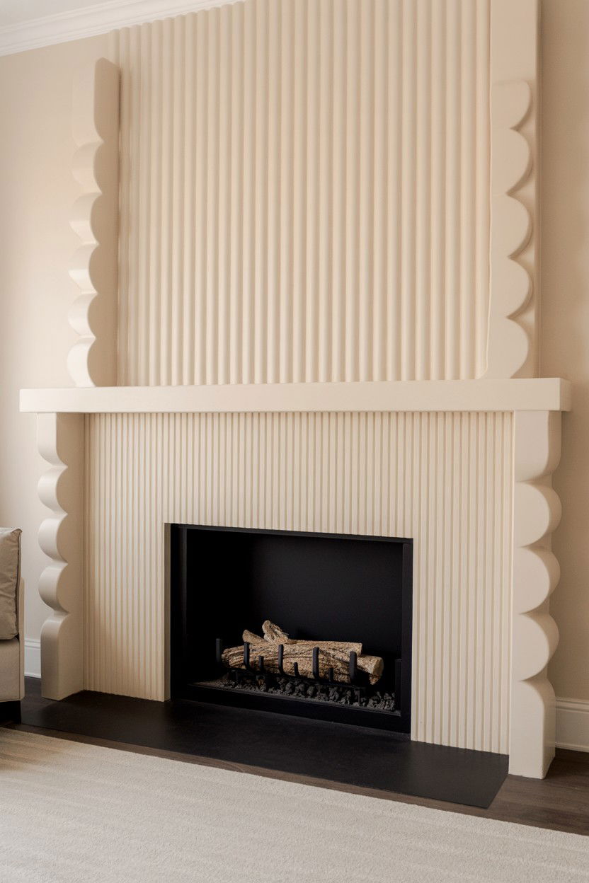 Fluted Panel Surround with Scalloped Details - 30 best fake fireplace ideas