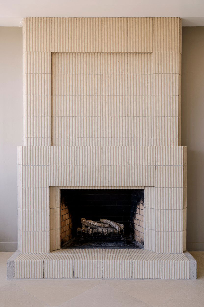 Fluted Tile Surround for Textured Dimensional Depth - 30 fireplace ideas