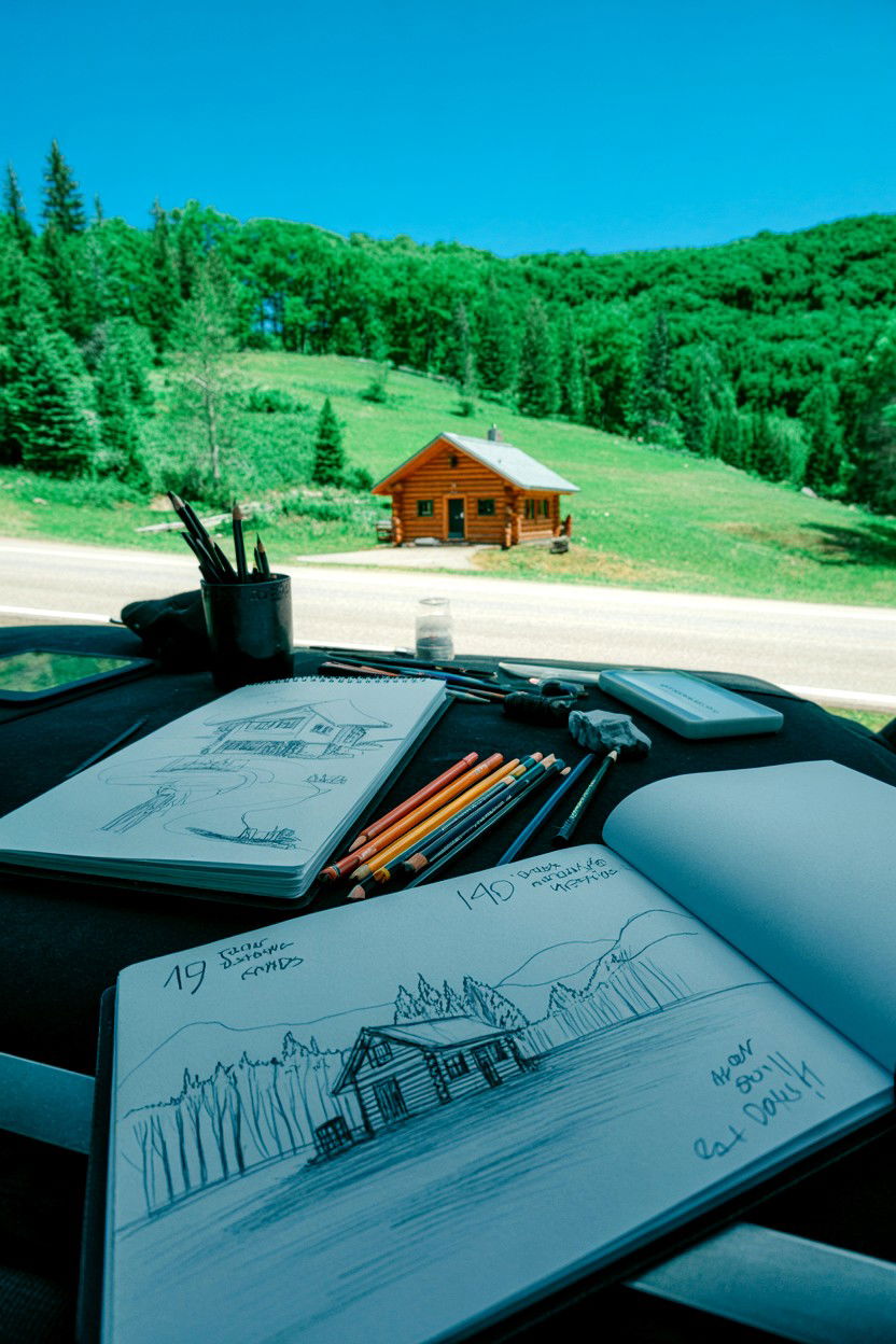 Foliage Drive with Overlook Sketches - 20-fall-foliage-cozy-cabin-trip-ideas