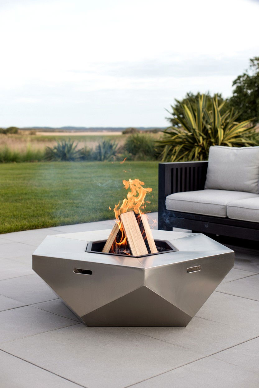 Geometric Fire Pit with Angular Design - 30 fire pit ideas