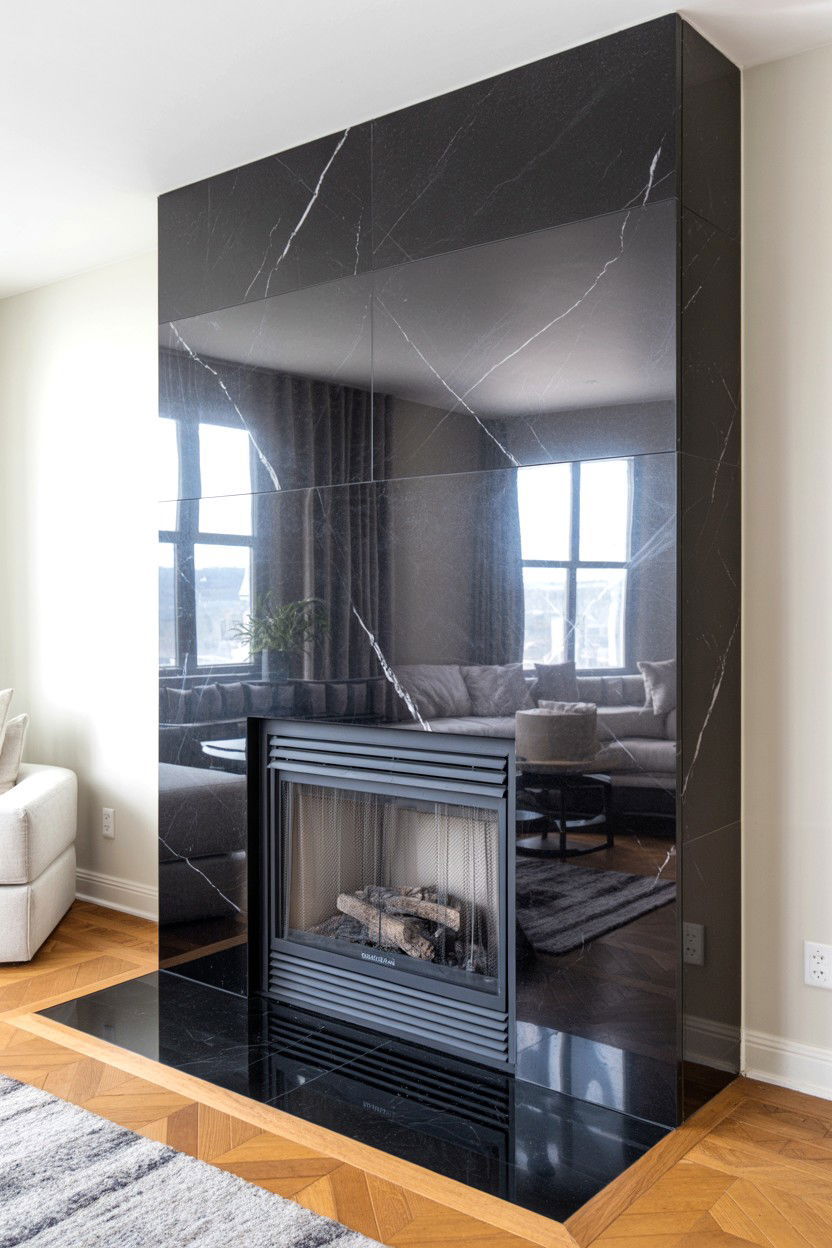 Granite Slab Surround Installation - 30 fireplace makeover ideas