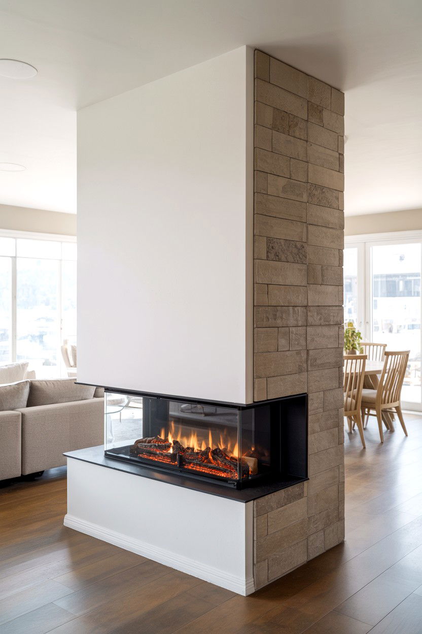 Heated Fireplace Wall Divider Between Two Rooms - 30 built in fireplace ideas