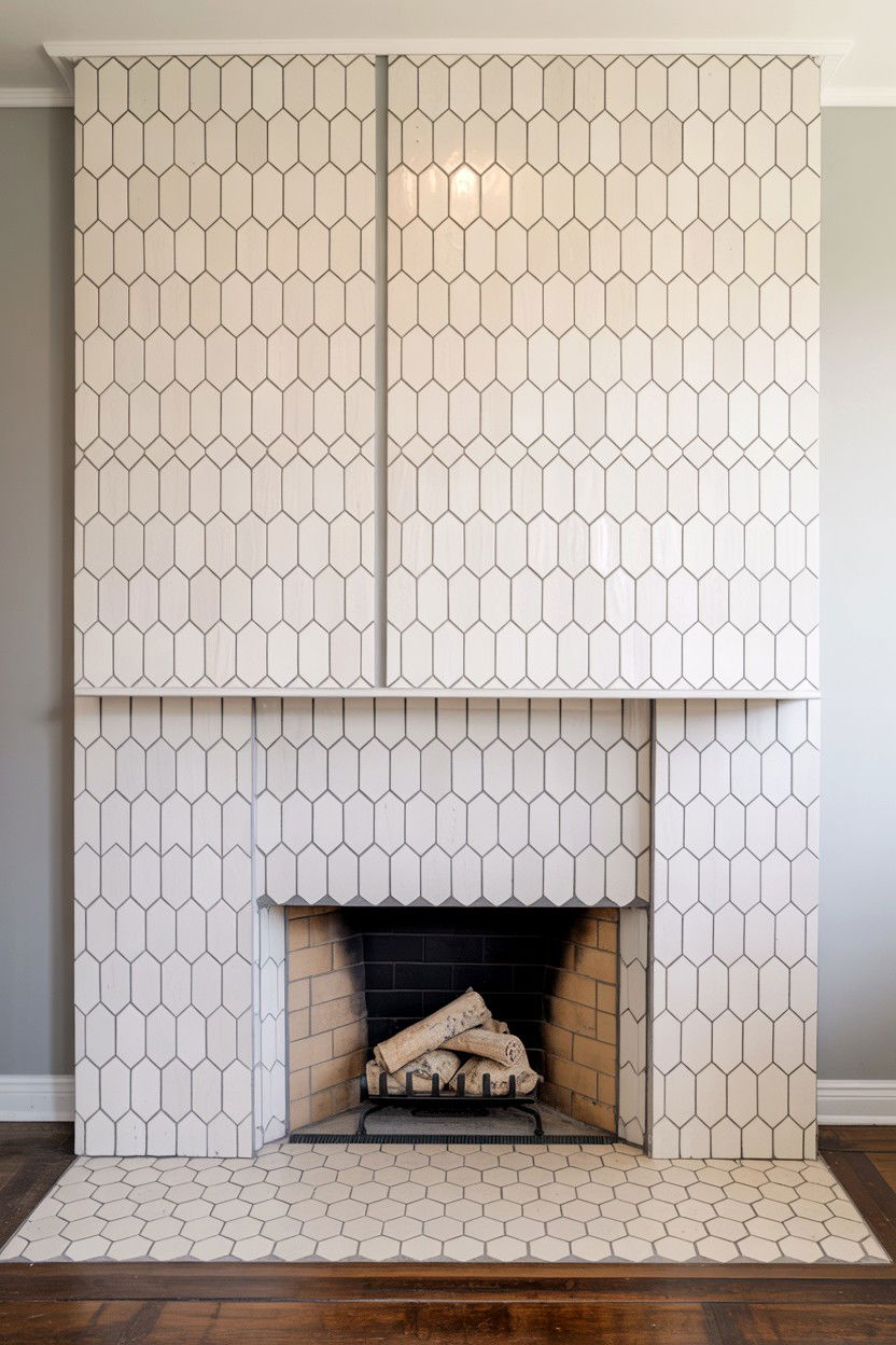 Hexagonal Tile Modern Patterns - 30 fireplace makeover ideas
