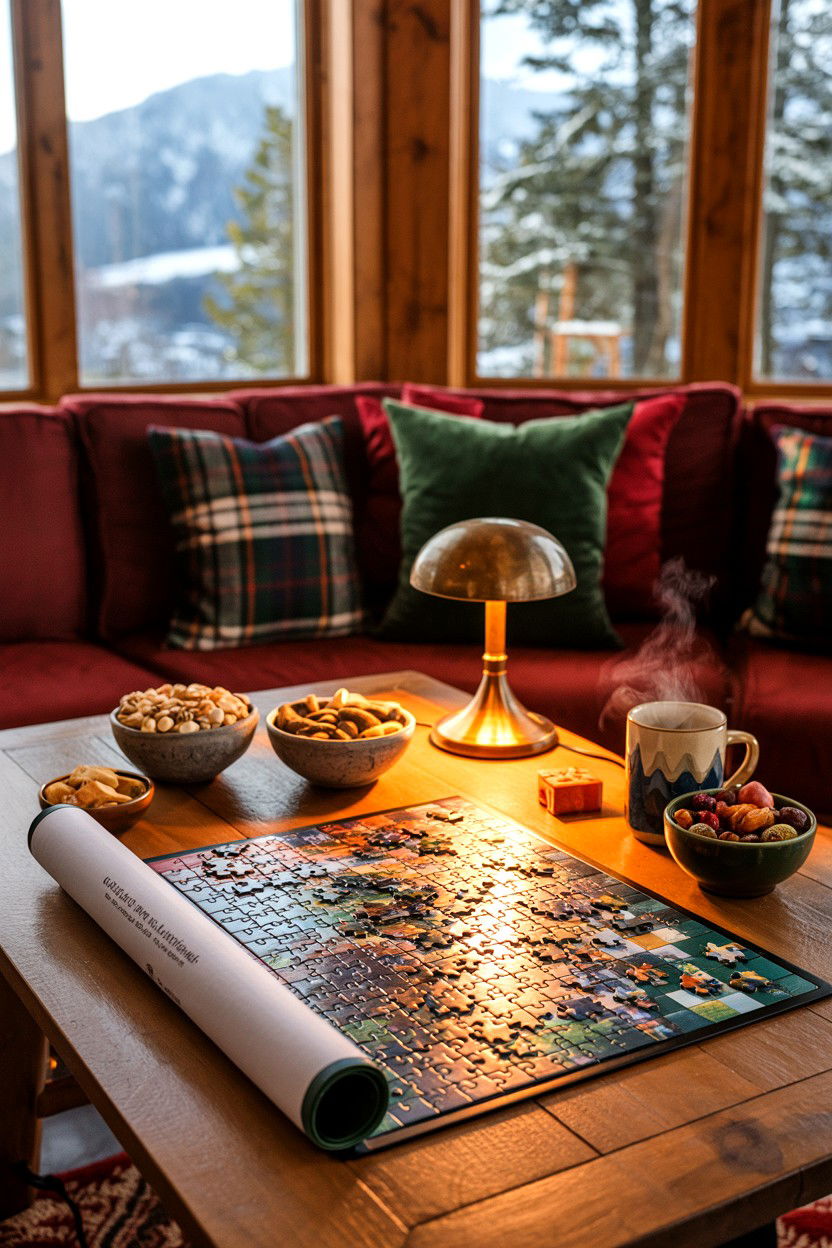 Indoor Games and Puzzle Table - 20-winter-cozy-cabin-trip-ideas