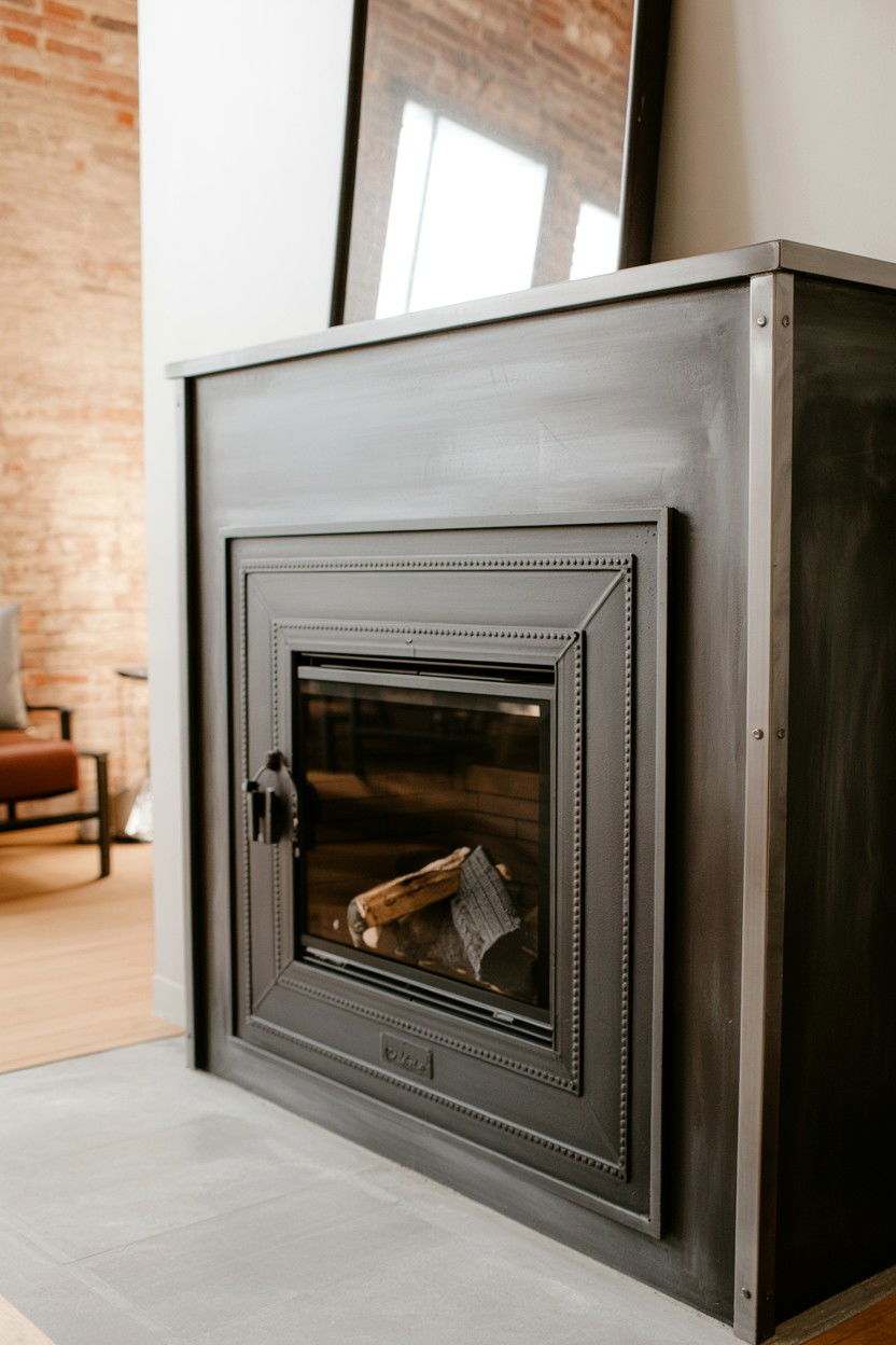 Industrial Metal Fireplace with Raw Finishes - 30 best fireplace decor ideas