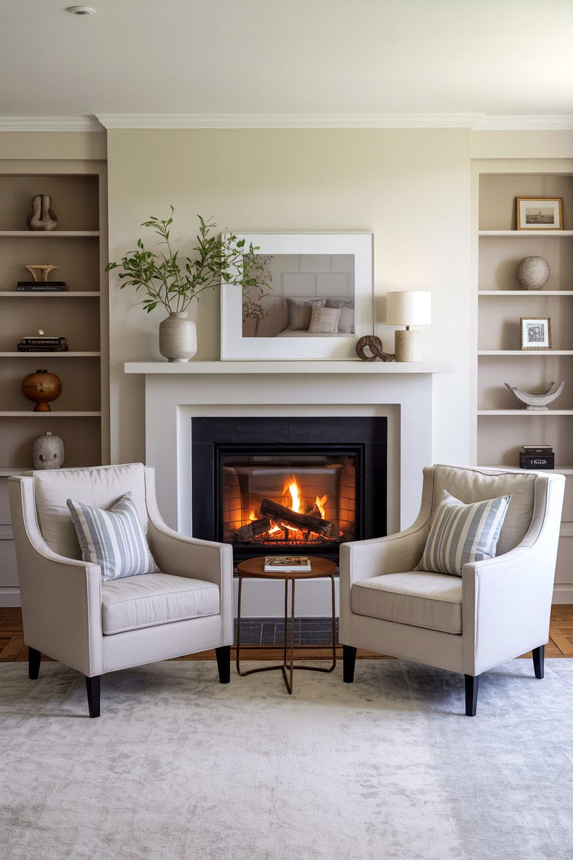 Intimate Two Person Fireplace Nook - 30 living room layout with fireplace ideas