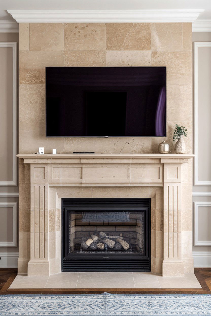 Limestone or Travertine for Natural Elegance - 30 fireplace tv wall ideas