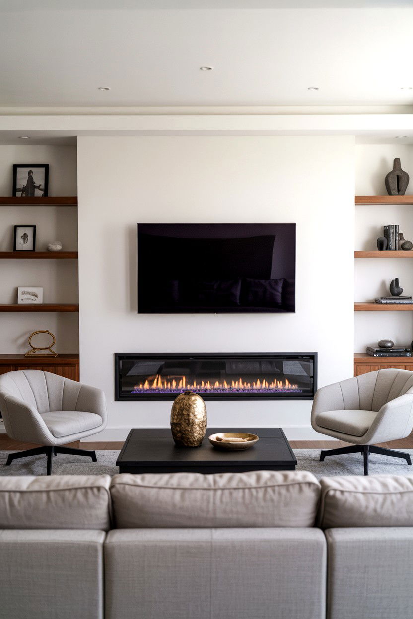 Linear Layout With Fireplace And Television Integration - 30 living room layout with fireplace ideas