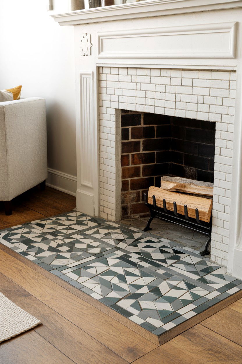 Marble Hearth with Dramatic Veining - 30 best fireplace hearth ideas