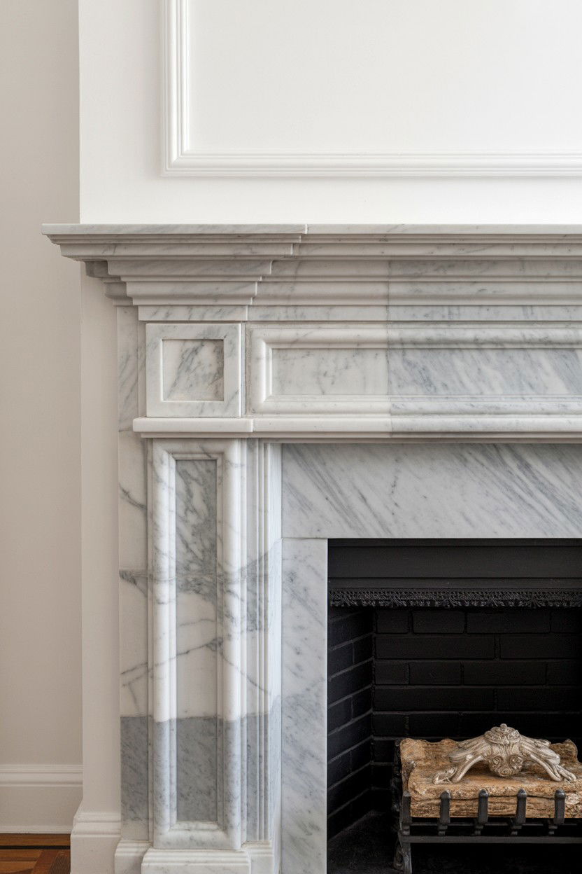 Marble Slab for Elegant Sophistication - 30 diy fireplace mantle ideas