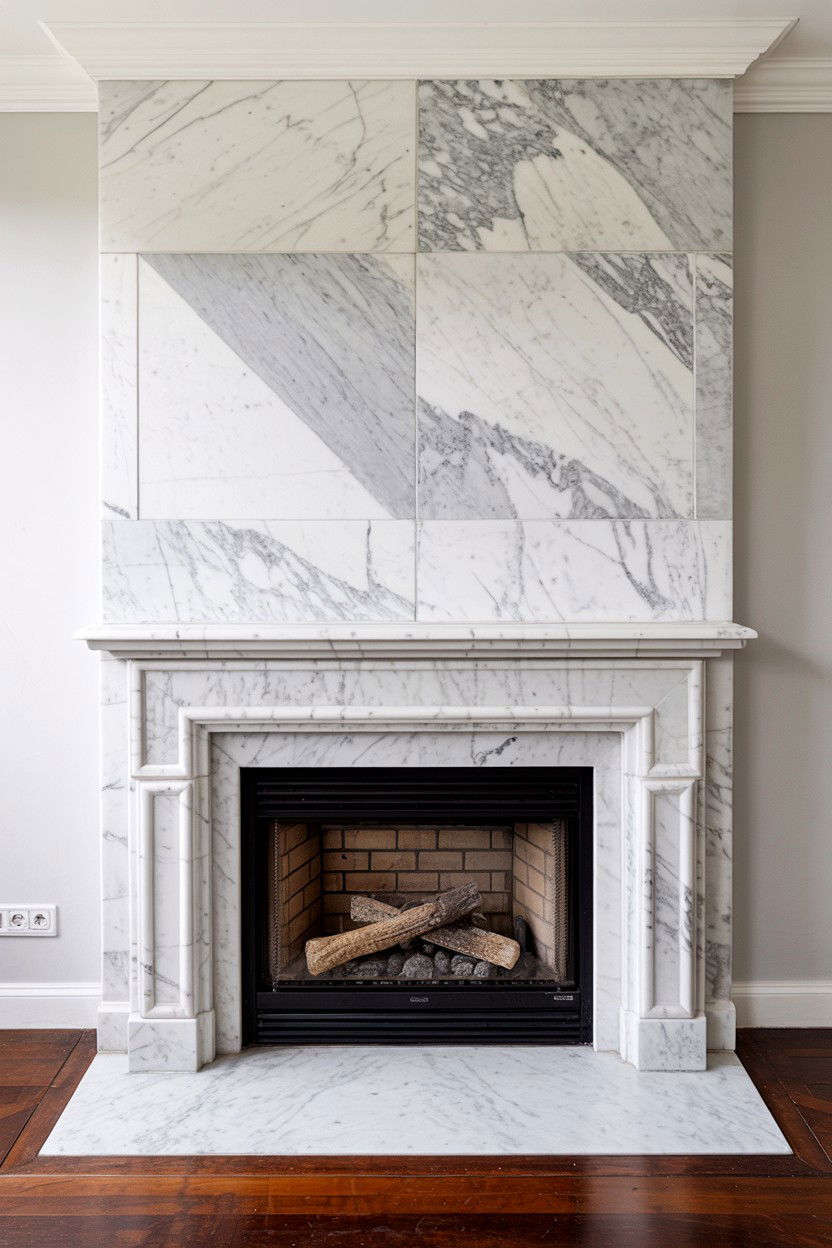 Marble Surround for Luxurious Traditional Elegance - 30 corner fireplace ideas
