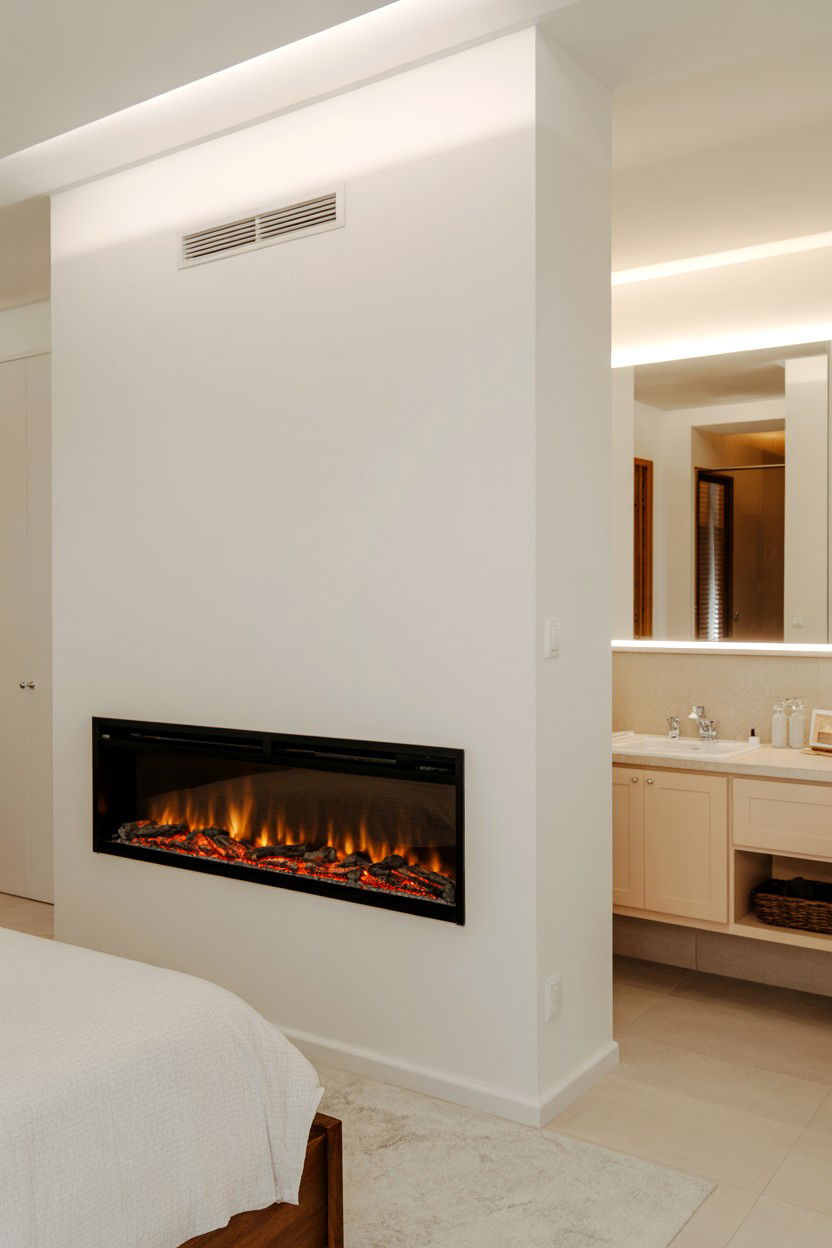 Master Bedroom Fireplace Visible from Ensuite Bath - 30 best electric fireplace ideas