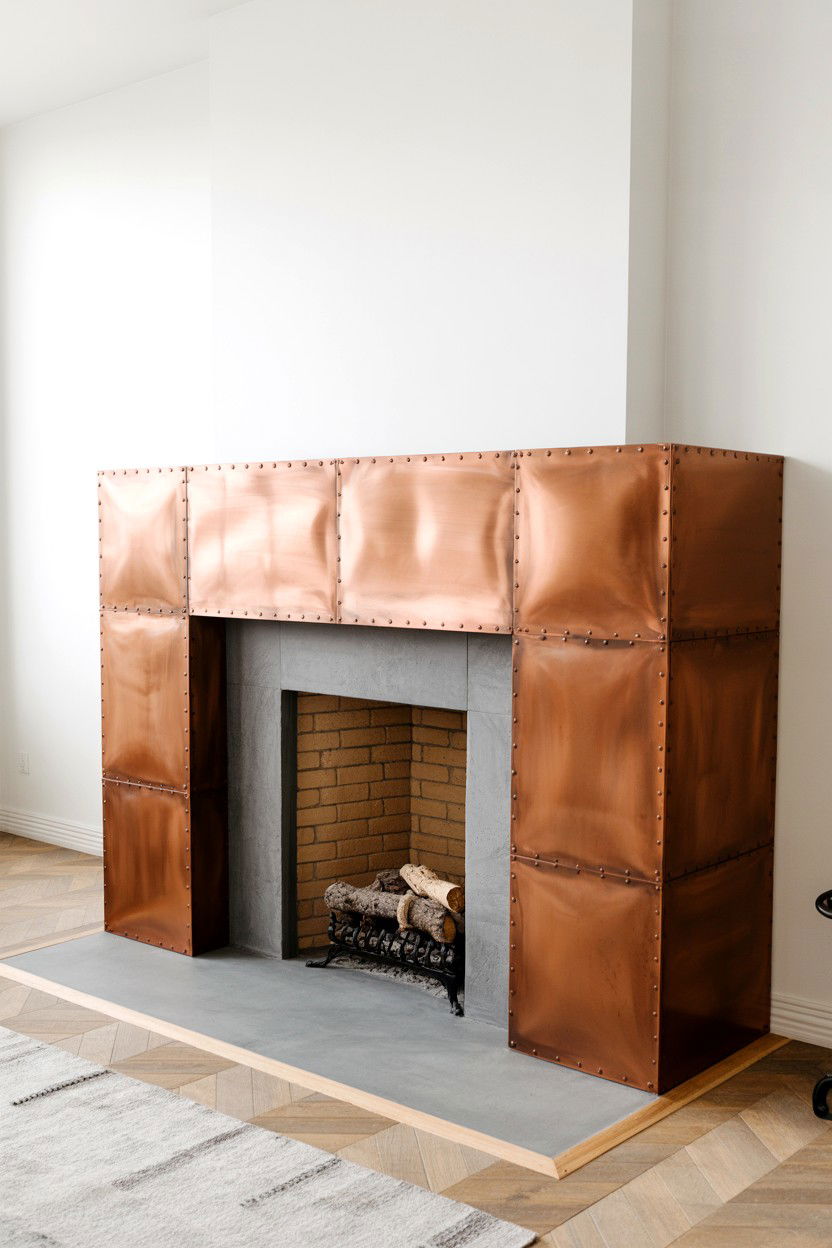 Metal Wrapped Wood Core - 30 diy fireplace mantle ideas