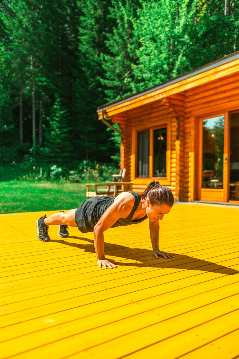 Micro Workouts on the Deck - 20-cozy-cabin-trip-ideas-for-groups-and-friends
