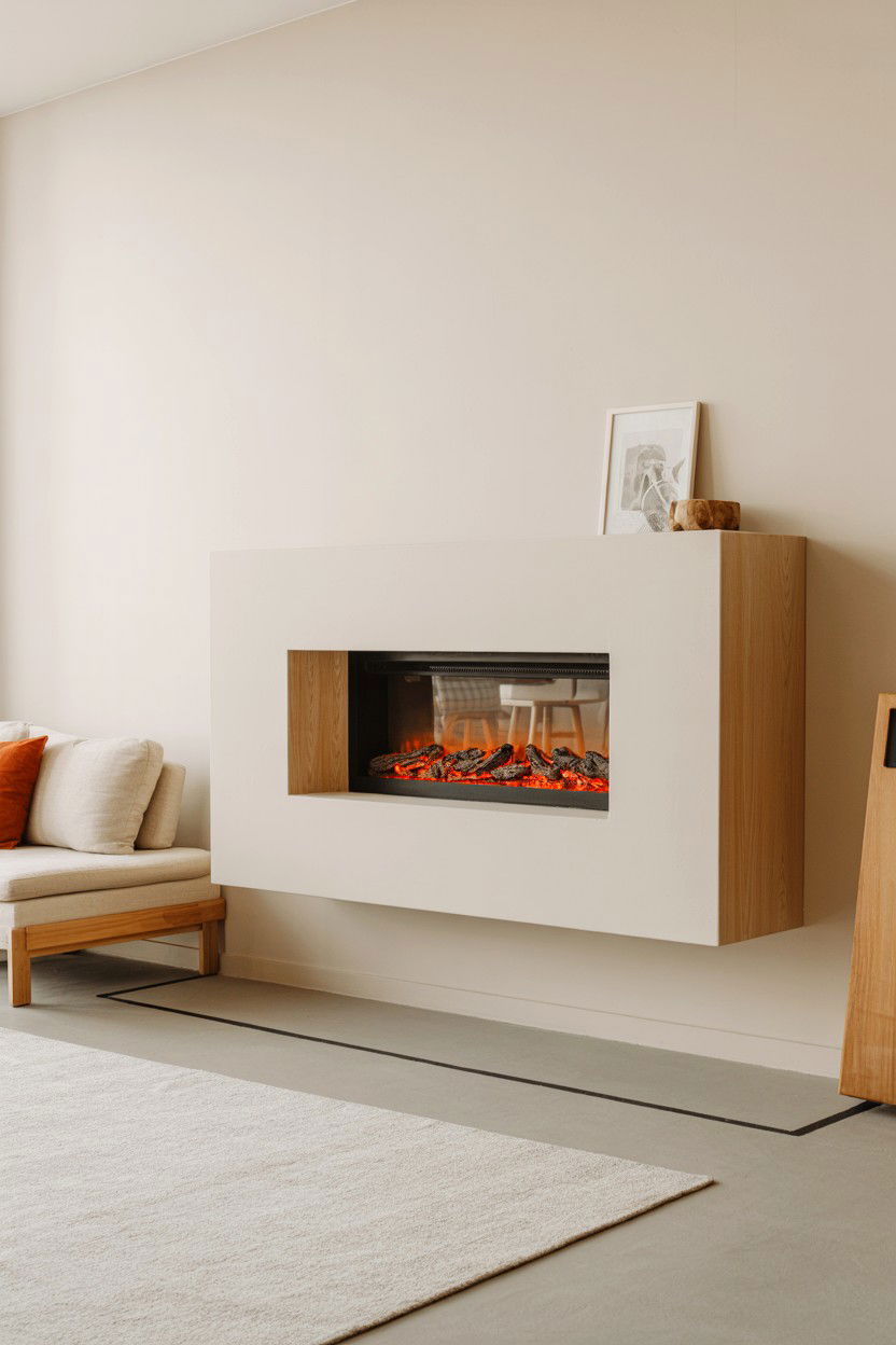 Minimalist Floating Box Design - 30 best fake fireplace ideas