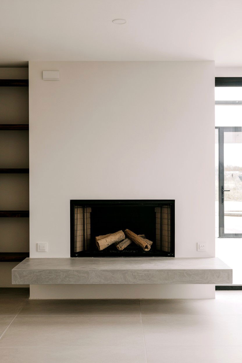Minimalist Floating Hearth Design - 30 cozy fireplace aesthetic ideas
