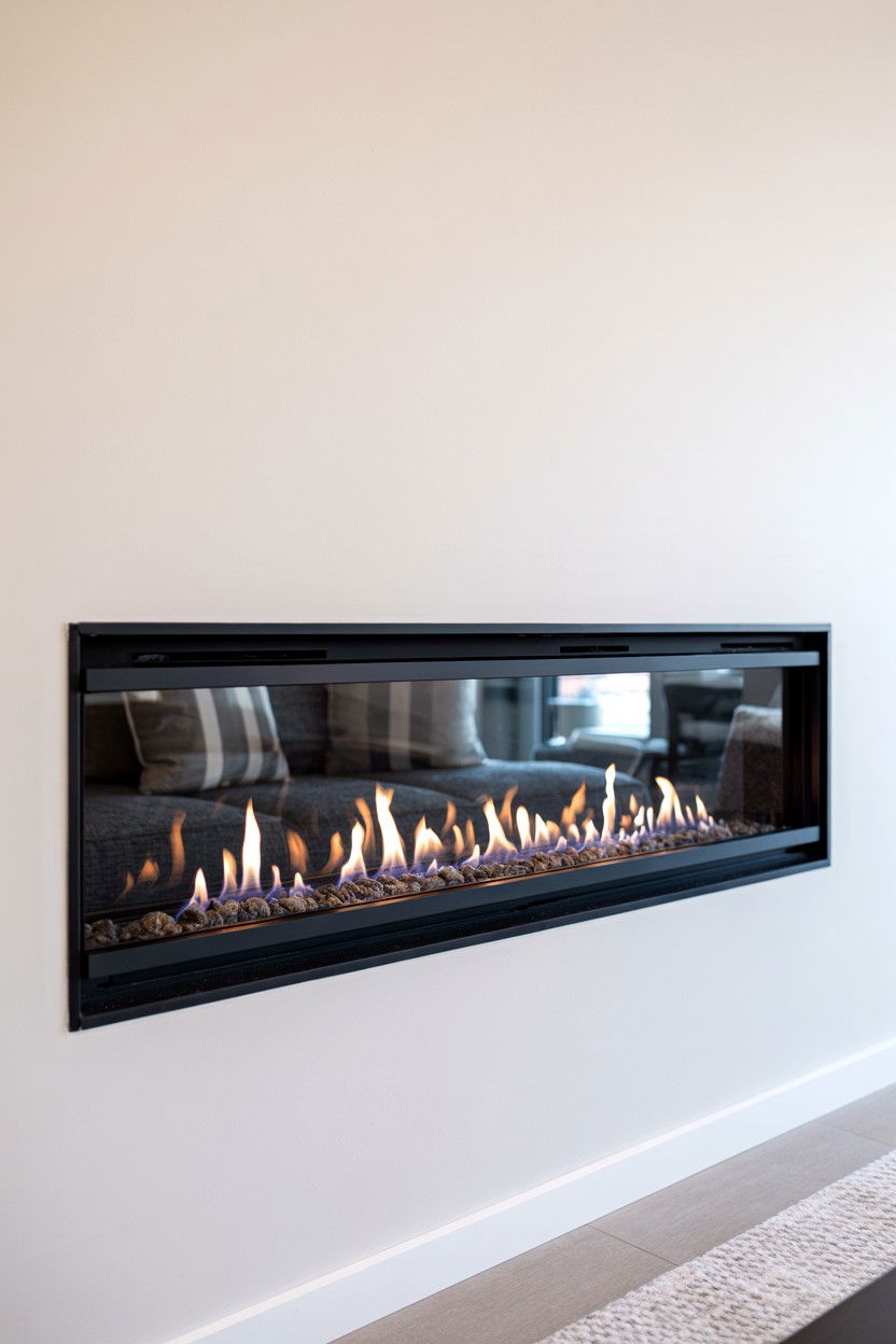 Minimalist Linear Gas Fireplace with Clean Lines - 30 fireplace ideas