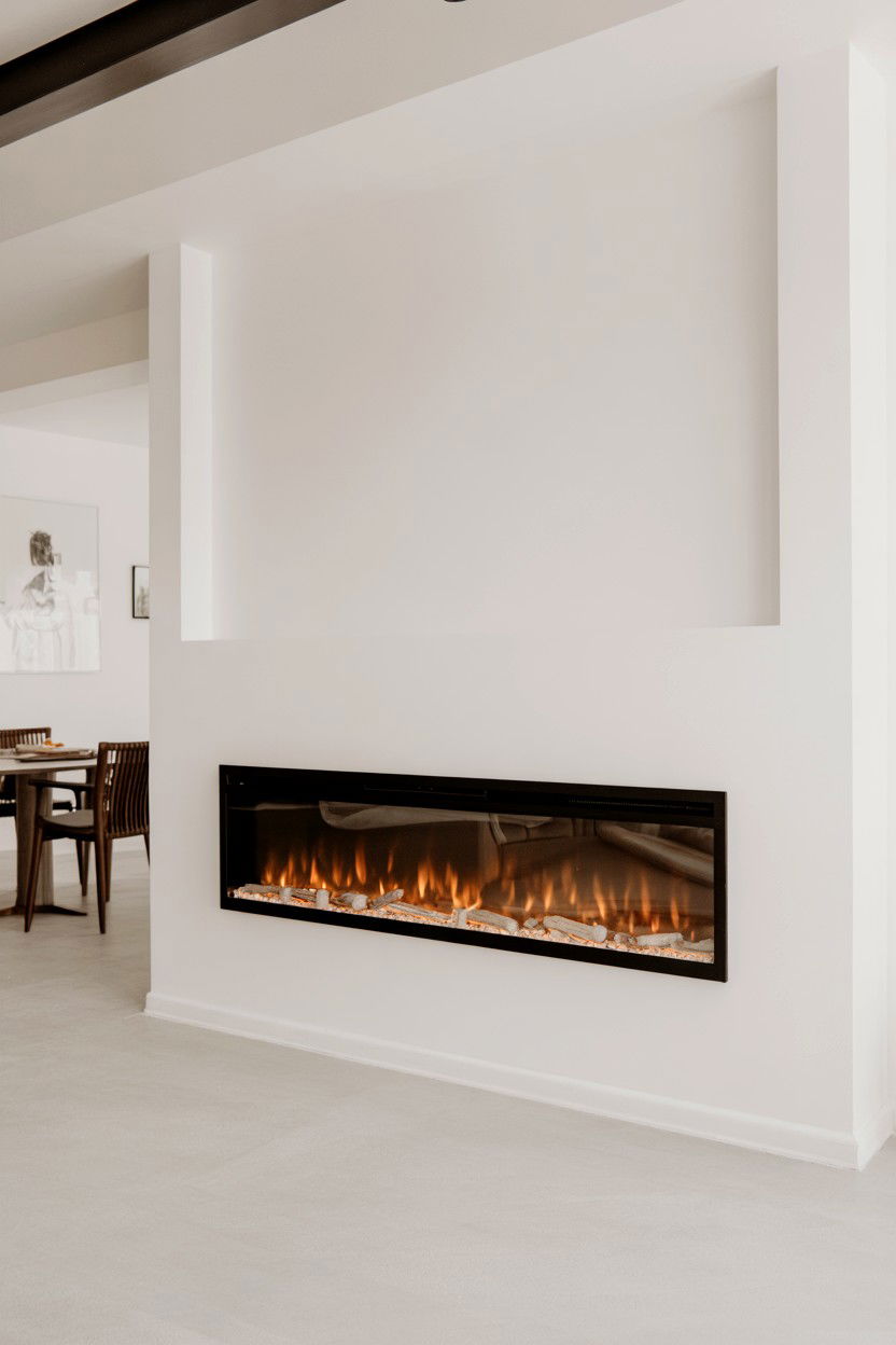 Modern Linear Wall Mounted Unit - 30 best fake fireplace ideas