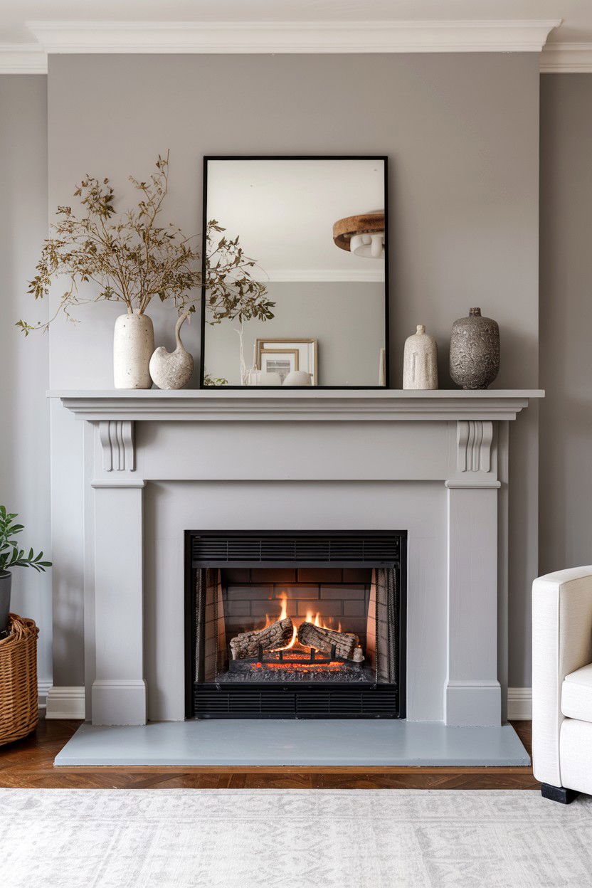 Monochromatic Fireplace Design in Single Color Palette - 30 best fireplace decor ideas