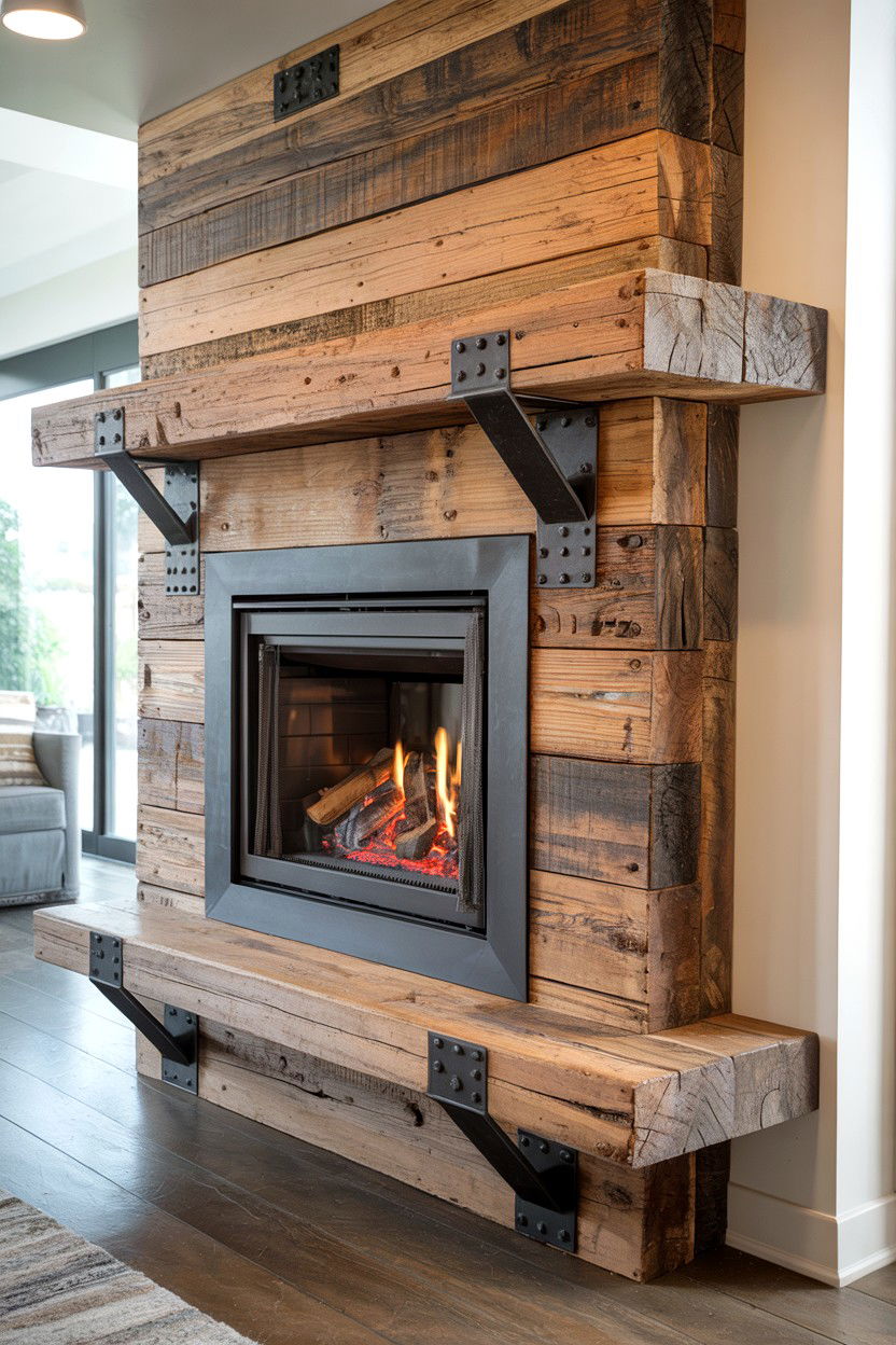 Mosaic Tile Hearth with Geometric Patterns - 30 best fireplace hearth ideas