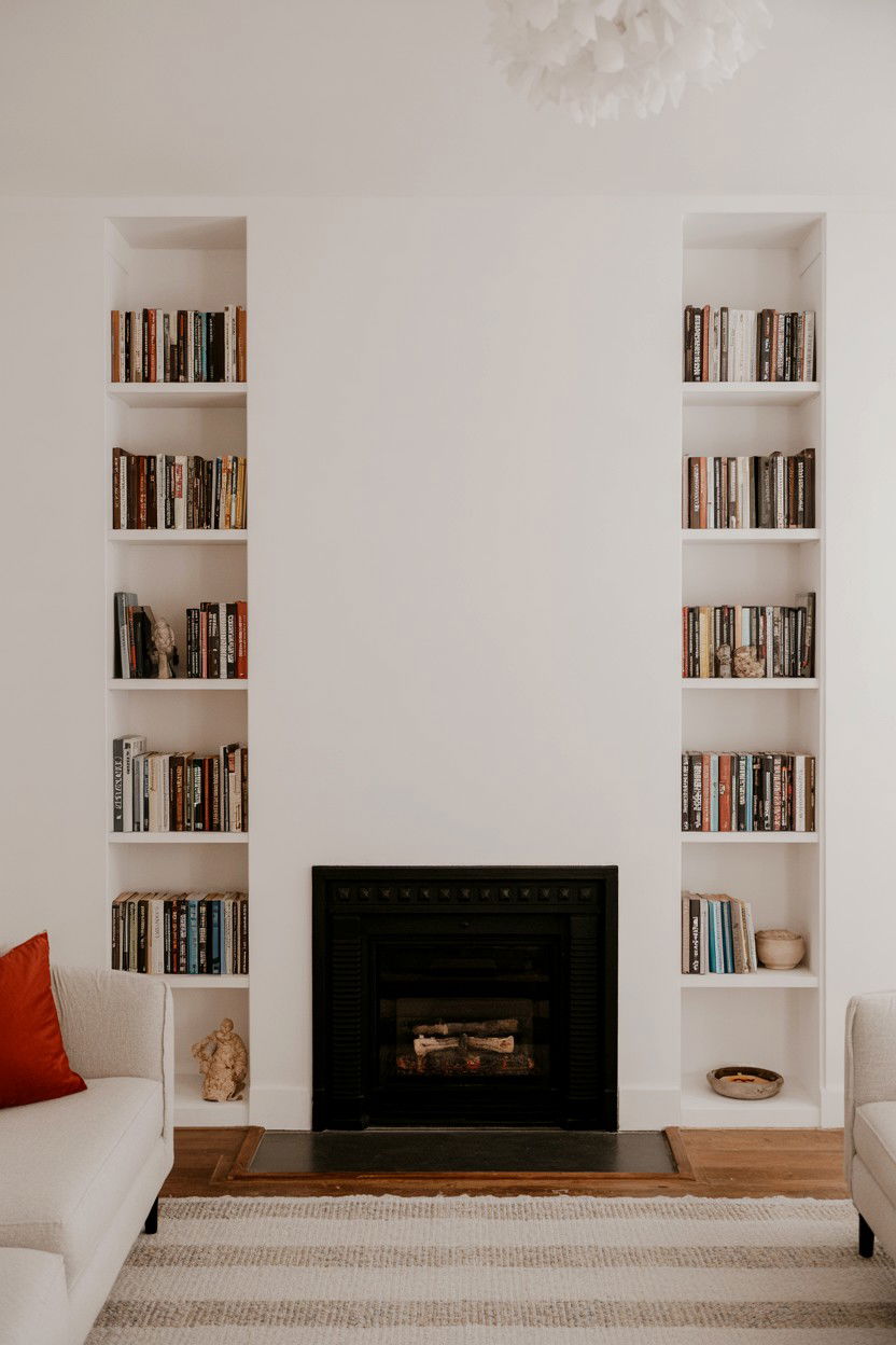 Narrow Built Ins for Small Space Solutions - 30 built ins around fireplace ideas