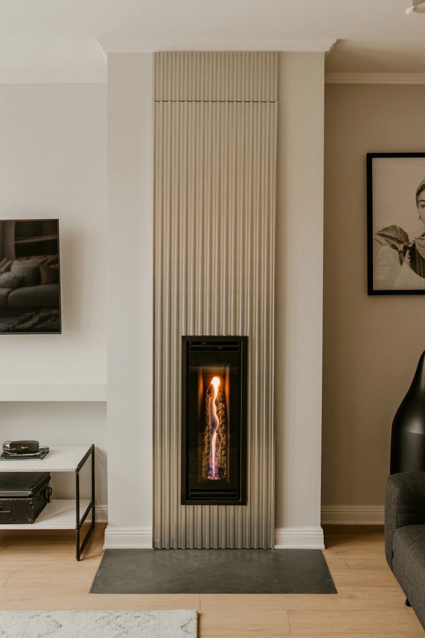 Narrow Vertical Column Fireplace - 30 gas fireplace ideas