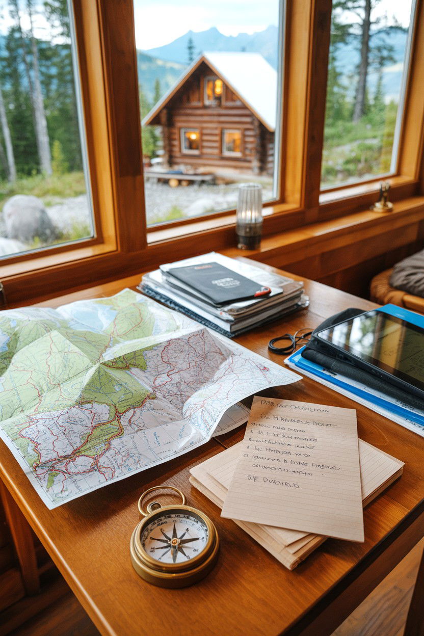 Navigation and Paper Maps - 20-off-grid-cozy-cabin-trip-ideas