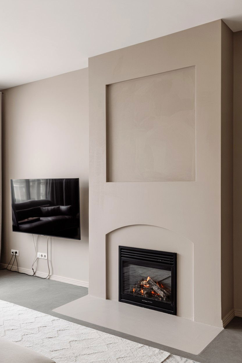 Neutral Tone on Tone Layering - 30 tv over fireplace ideas