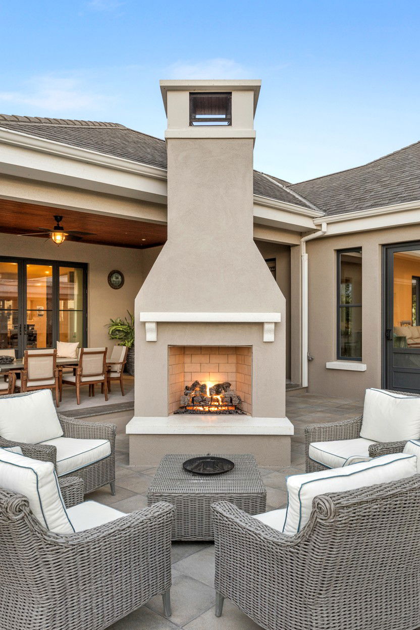 Outdoor Corner Fireplace for Covered Patios - 30 corner fireplace ideas