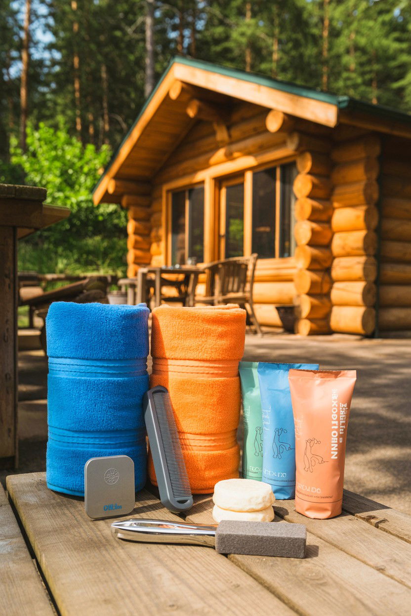 Packable Towels and Grooming - 20-pet-friendly-cozy-cabin-trip-ideas
