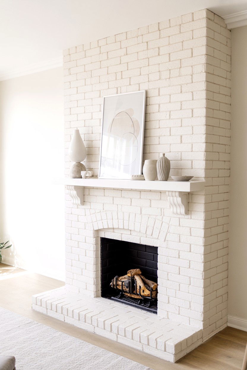 Painted Brick Fireplace Transformation - 30 fireplace makeover ideas
