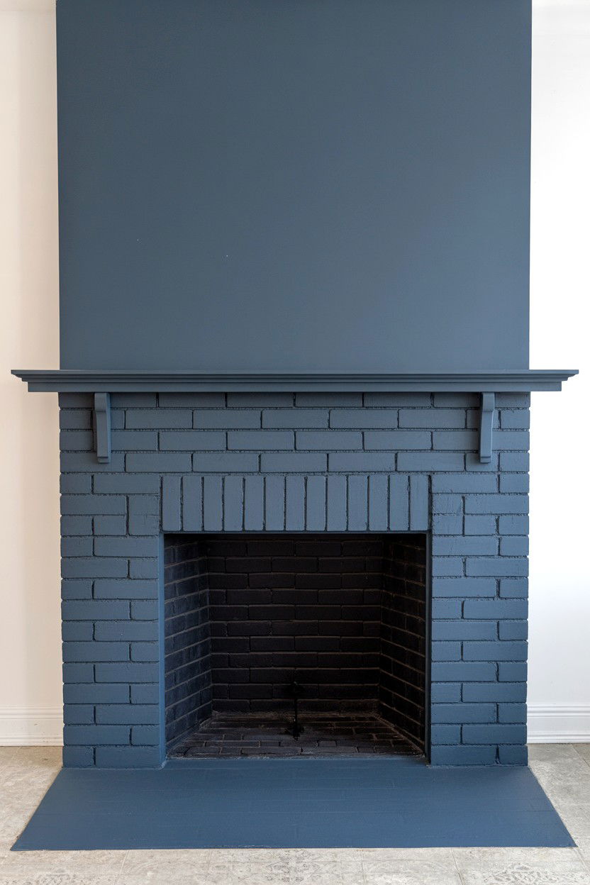 Painted Brick Fireplace in Bold Color - 30 best fireplace decor ideas