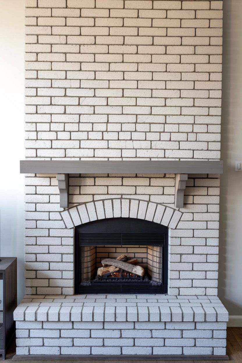 Painted Brick with Contrasting Mortar - 30 fireplace wall ideas