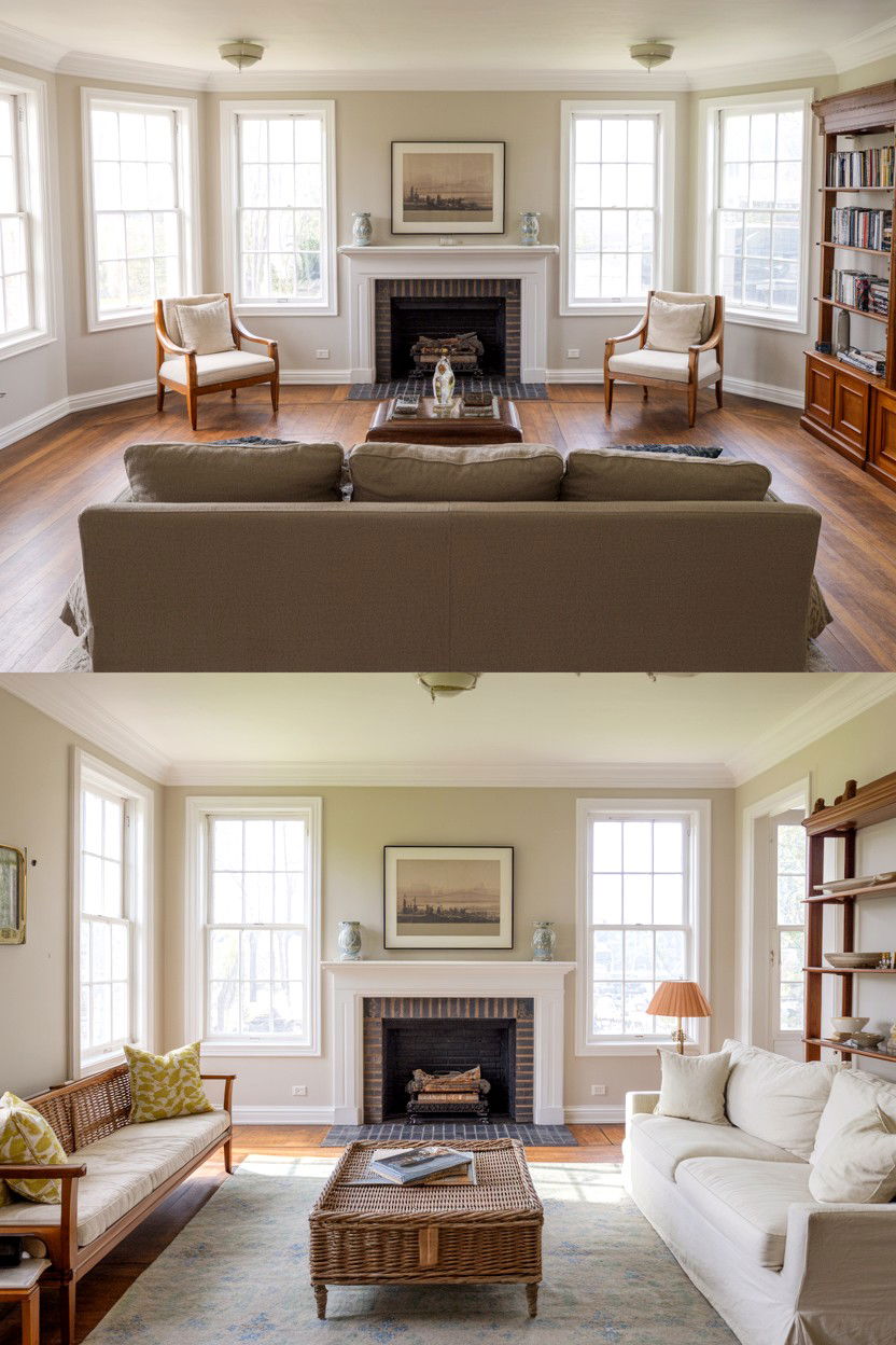 Parallel Layout With Fireplace Between Windows - 30 living room layout with fireplace ideas