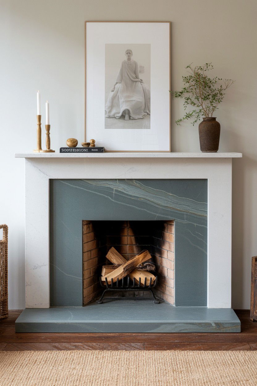 Porcelain Tile with Wood Look Finish - 30 best fireplace hearth ideas