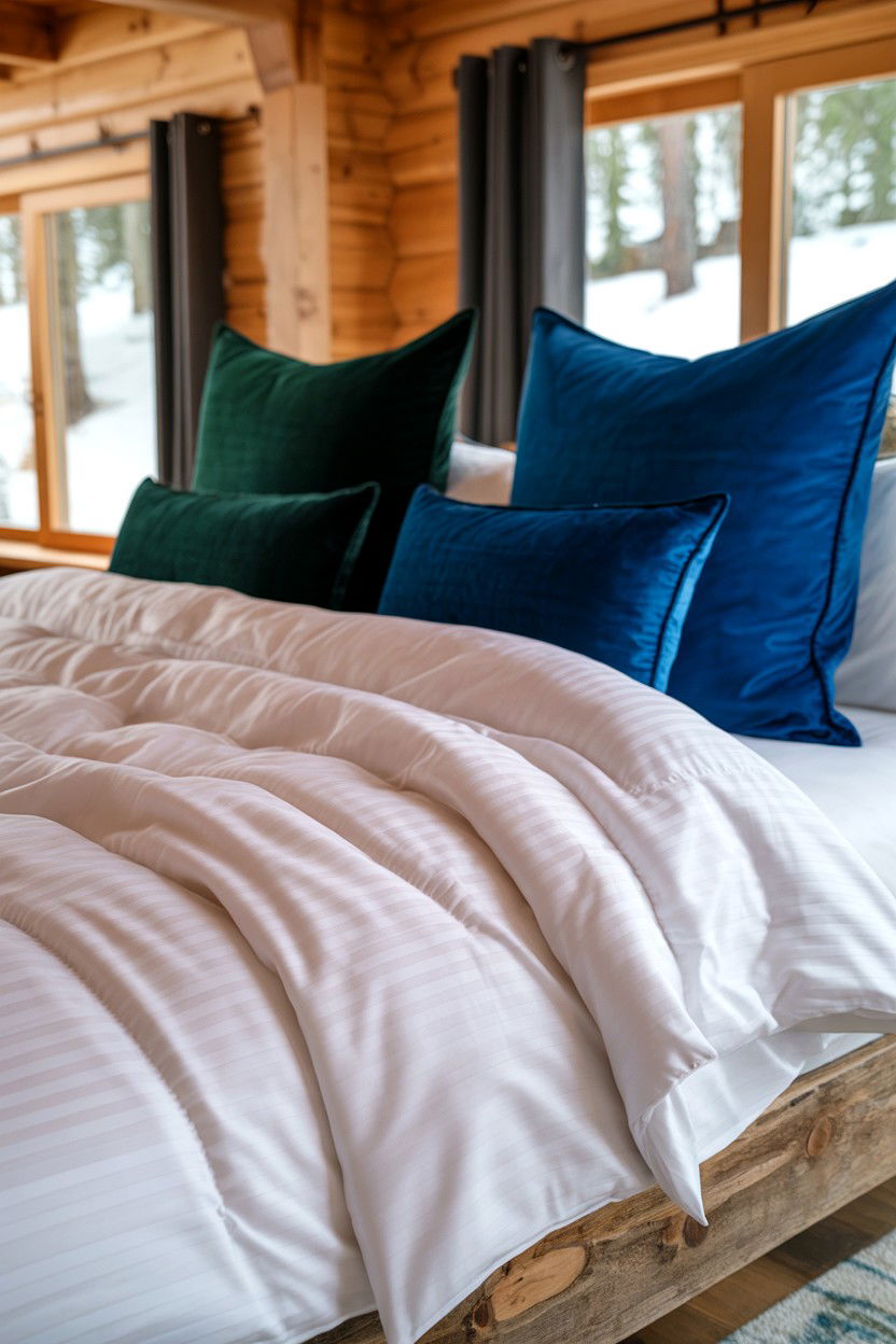 Premium Bedding and Sleep Ritual - 20-luxury-cozy-cabin-trip-ideas