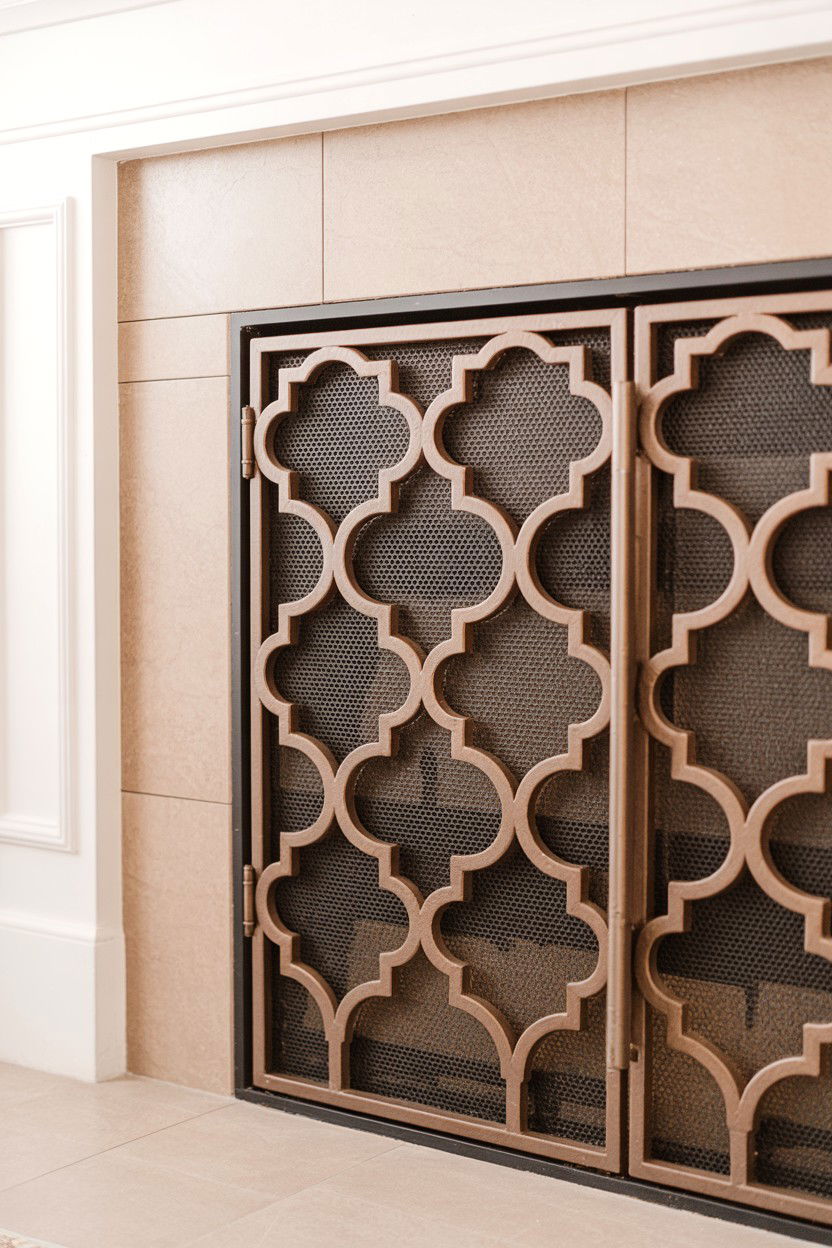 Quatrefoil Pattern Decorative Screen - 30 fireplace screen ideas